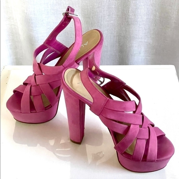 ALDO Pumps Pink Suede Leather Stiletto Heel Shoes. Women’s Peep Toe Sandals - Picture 6 of 6